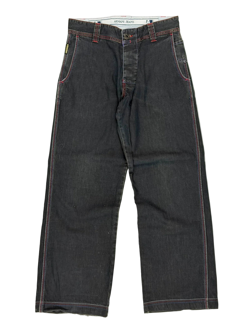 Armani Jeans Contrast Stitch Wide Leg Denim
