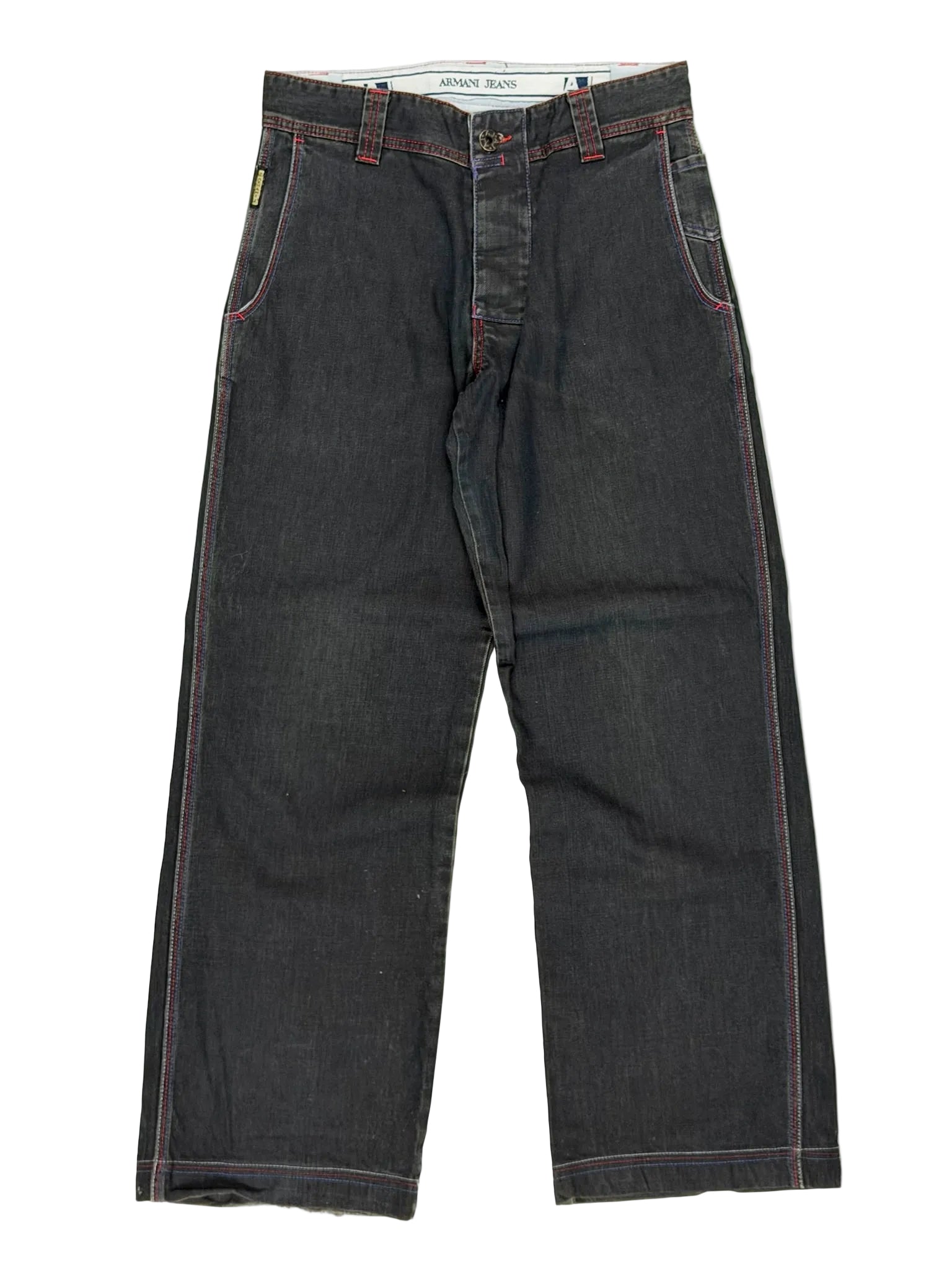 Armani Jeans Contrast Stitch Wide Leg Denim
